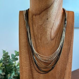 Gold, silver, and gunmetal layered chain necklace ✨
